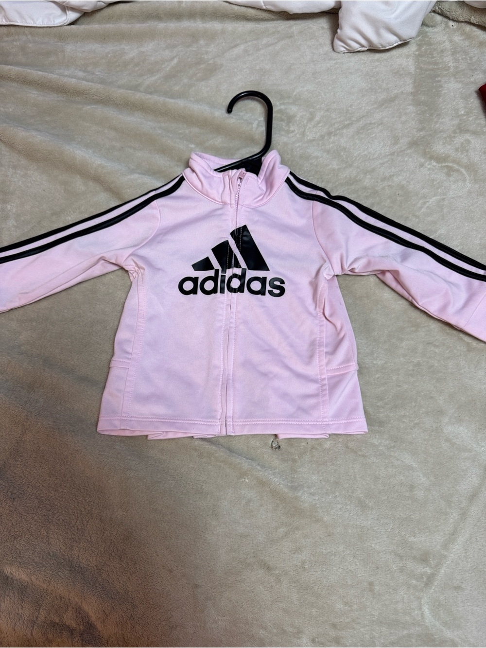 adidas Light Pink Zip-Up Jacket with Black Logo